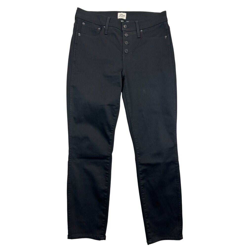J.Crew Jeans Womens 29 Black Denim 9" Vintage‎ Straight Fitted Button Fly